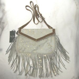 Myra Bag Golden Girl Hairon Handbag White Gold Fringe Eco Friendly Up Cycled